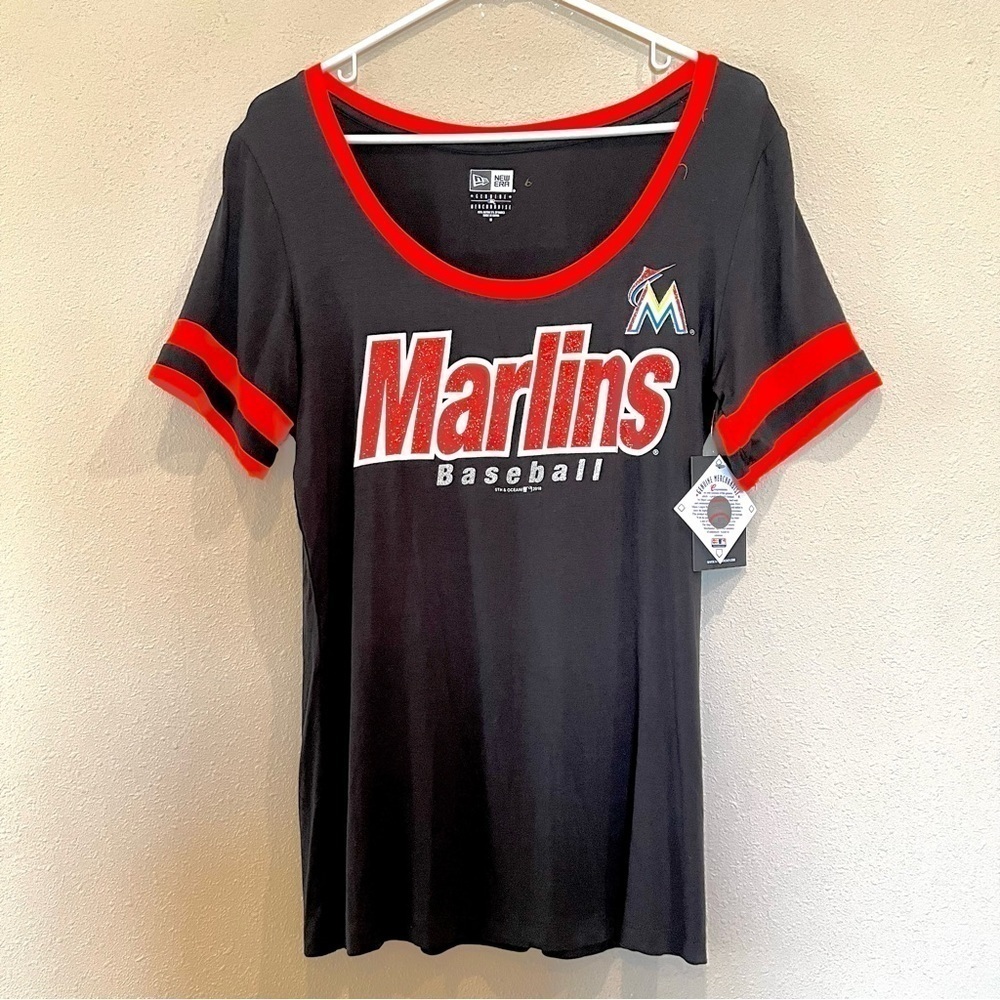 NWT MARLINS Baseball Miami New Era soft stretchy jerseys top women’s size M